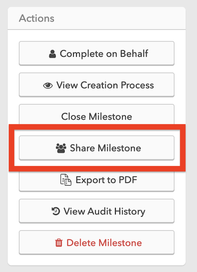 Share Milestone popup