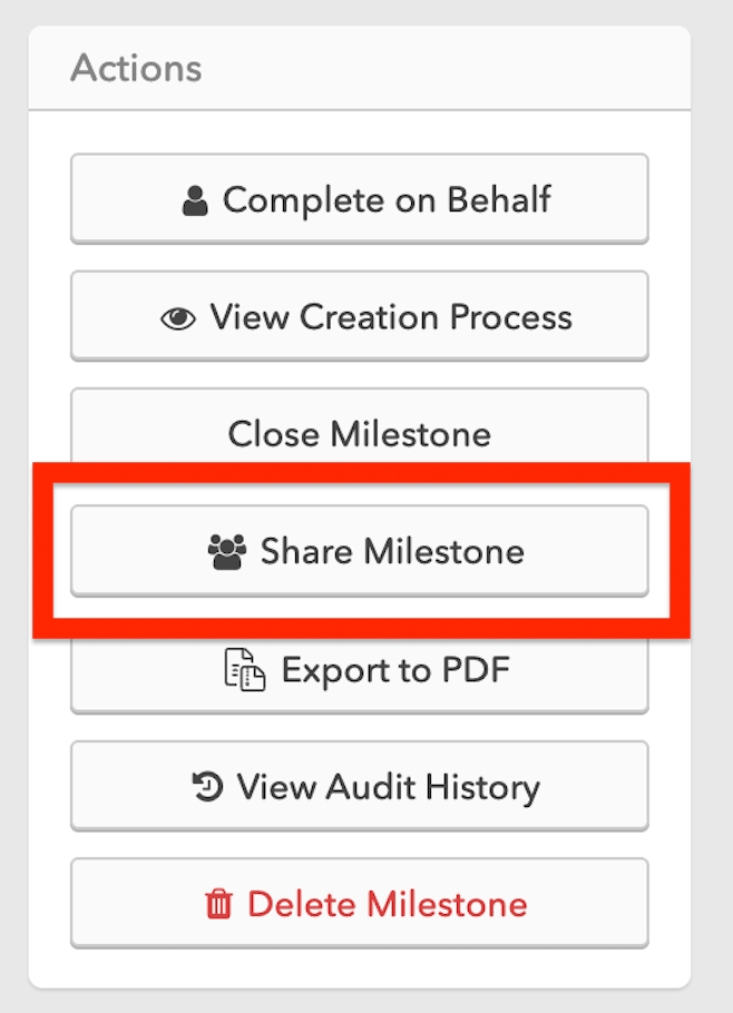 Share Milestone popup